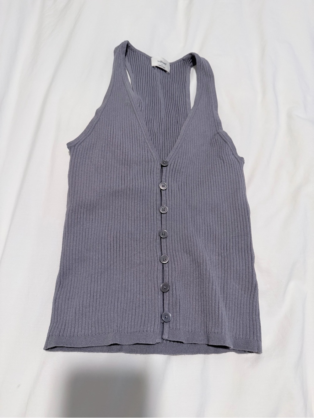 Aritzia Ribbed Button-Front Tank - Grayish Purple